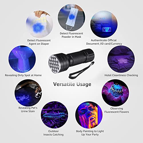 NEXT GEEK 395-400nm 21 LED UV Light Torch Flashlight Waterproof with 3xAAA Battery (Metal) - Image 5