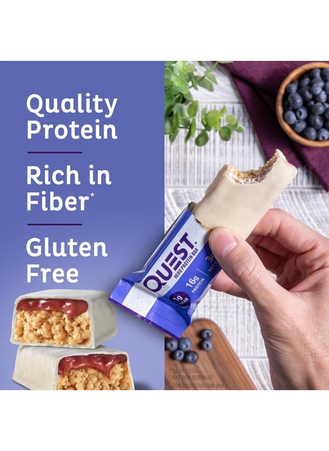 QUEST NUTRITION - Crispy Blueberry Cobbler Hero Protein Bar, 16g Protein, 1g Sugar, 3g Net Carb, Gluten Free, Keto Friendly, 12 Count - Image 1
