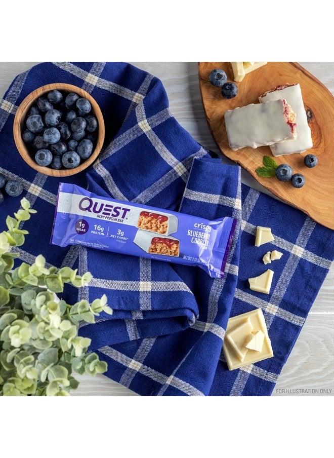 QUEST NUTRITION - Crispy Blueberry Cobbler Hero Protein Bar, 16g Protein, 1g Sugar, 3g Net Carb, Gluten Free, Keto Friendly, 12 Count - Image 1