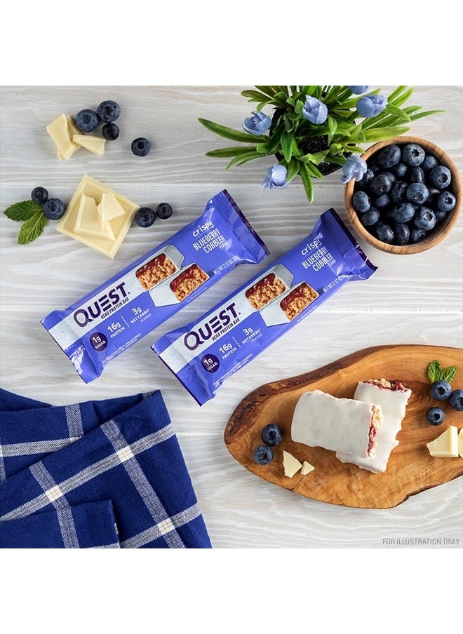QUEST NUTRITION - Crispy Blueberry Cobbler Hero Protein Bar, 16g Protein, 1g Sugar, 3g Net Carb, Gluten Free, Keto Friendly, 12 Count - Image 1