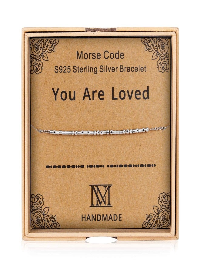 NINAMAID Morse Code S925 Sterling Silver Bracelet for Women Beads Jewelry Mother inspirational Bracelet Birthday Gifts for Mom women (You are Loved) - Image 1