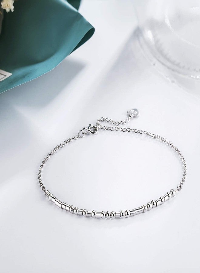NINAMAID Morse Code S925 Sterling Silver Bracelet for Women Beads Jewelry Mother inspirational Bracelet Birthday Gifts for Mom women (You are Loved) - Image 4