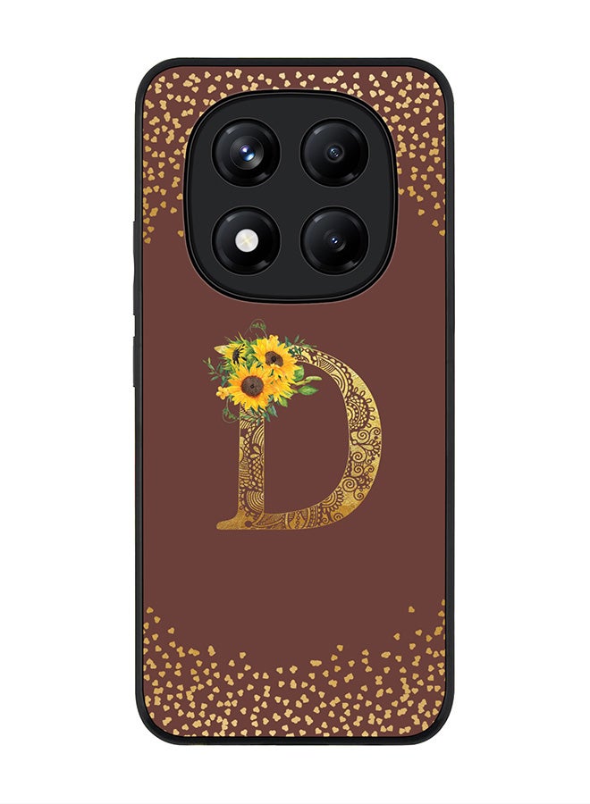 Stylizedd For Xiaomi Redmi Note 14 Pro 4G 4G Case,Slim fit Camera Protection, Shockproof Thin Phone cover  - Custom Floral Monogram - D  (Brown ) - Image 1