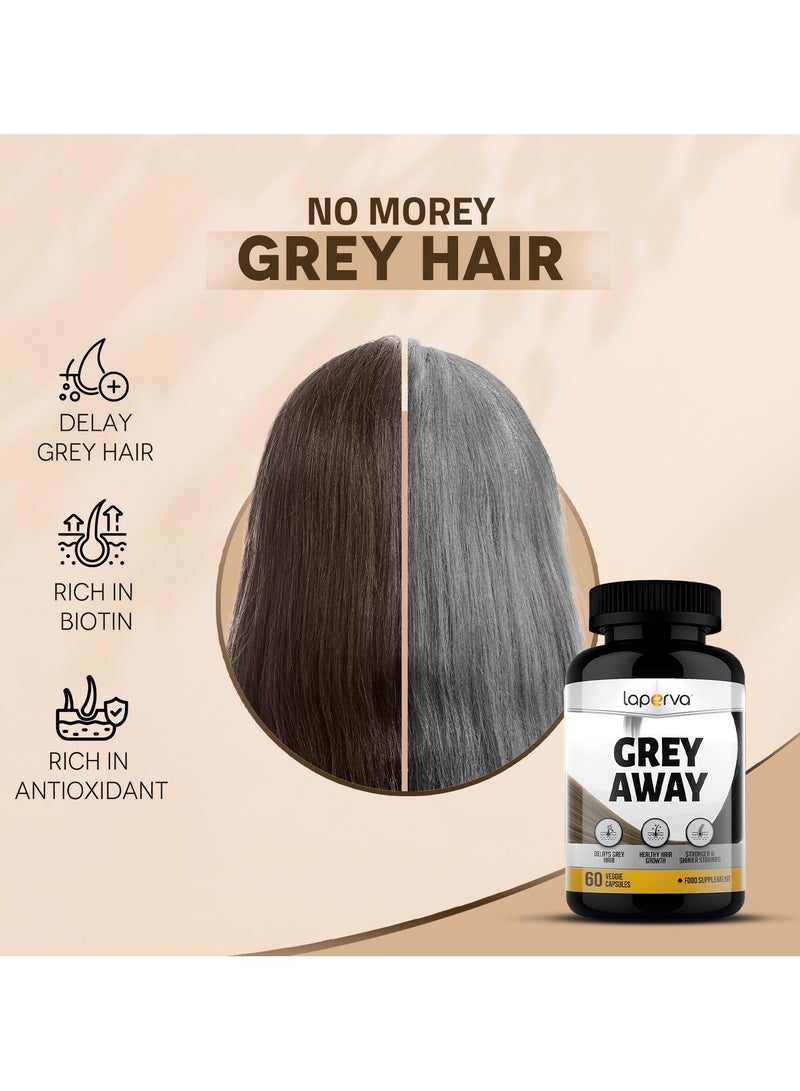 Grey Away 60 Veggie Capsules Delay Grey Hair Healthy Hair Growth