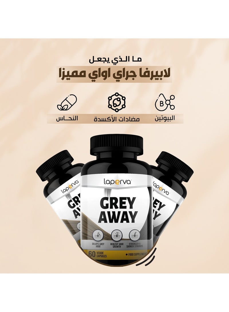 Grey Away 60 Veggie Capsules Delay Grey Hair Healthy Hair Growth
