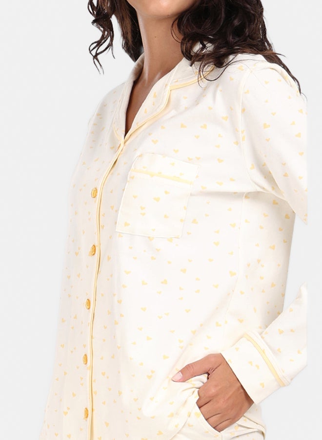 Carina Yellow Hearts Cotton Pyjama Set - Image 4