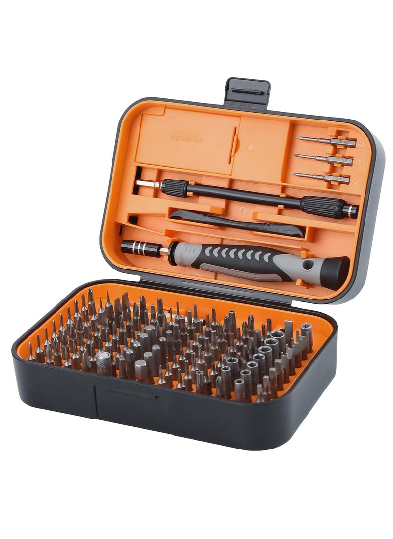 BORTONY BORTONY Small Screwdriver Set with 120 Bits 130 in 1 Precision Magnetic Screwdriver Bit Set with Tweezer Flat Phillips Pentalobe Torx Star Screwdriver for Computer Xbox Phone PC Laptop  - Image 1