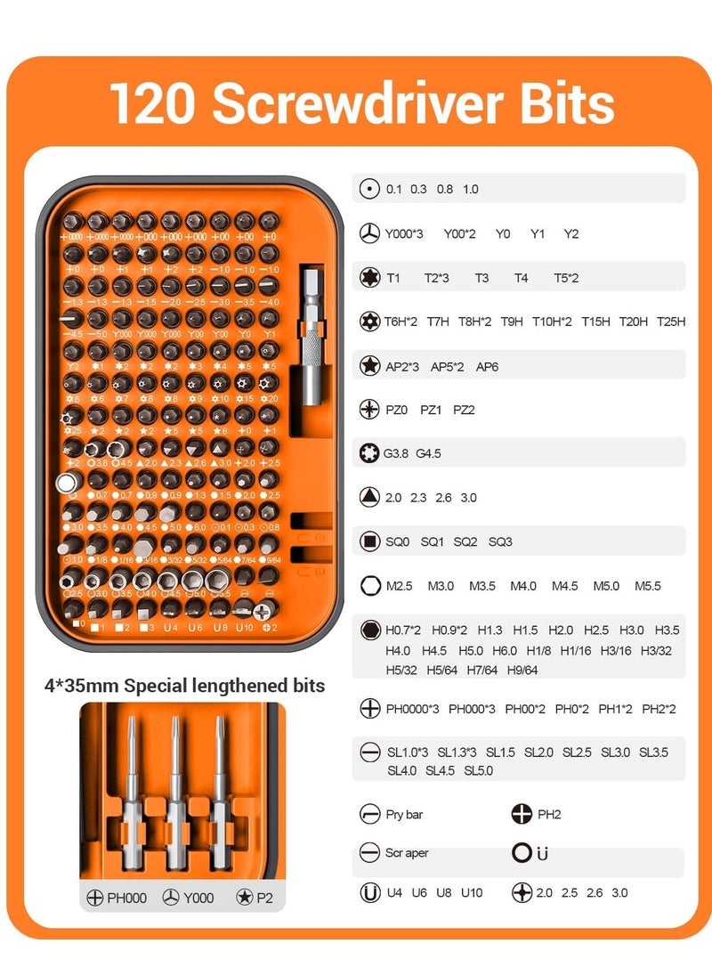 BORTONY BORTONY Small Screwdriver Set with 120 Bits 130 in 1 Precision Magnetic Screwdriver Bit Set with Tweezer Flat Phillips Pentalobe Torx Star Screwdriver for Computer Xbox Phone PC Laptop  - Image 2
