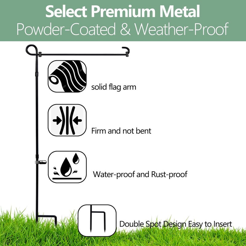 FLAGMESAGE Garden Flag Stand Holder Pole,Premium Powder-Coated Weather-Proof Metal Paint Yard Flag Stand with 1 Tiger Clip and 2 Spring Stoppers,House Flag Pole Holder for Outdoor Garden Lawn - Image 4