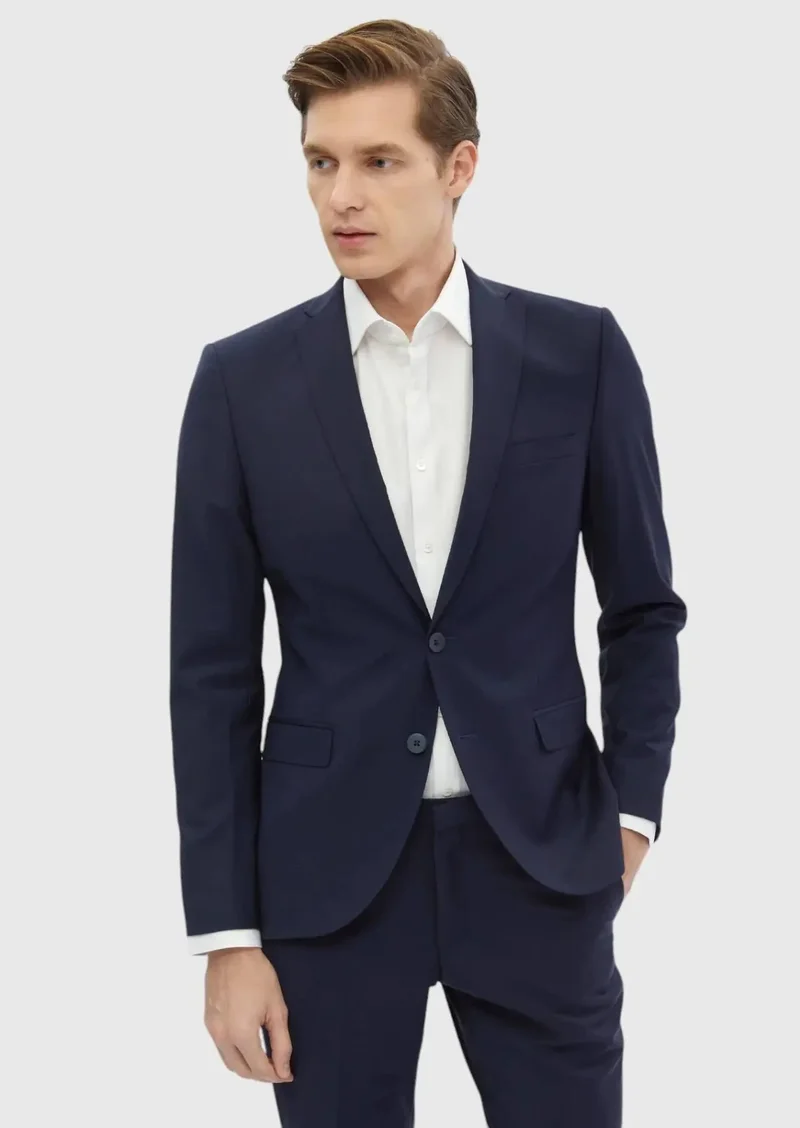 RAMSEY Saks Plain Fashion Slim Fit Wool Blended Suit