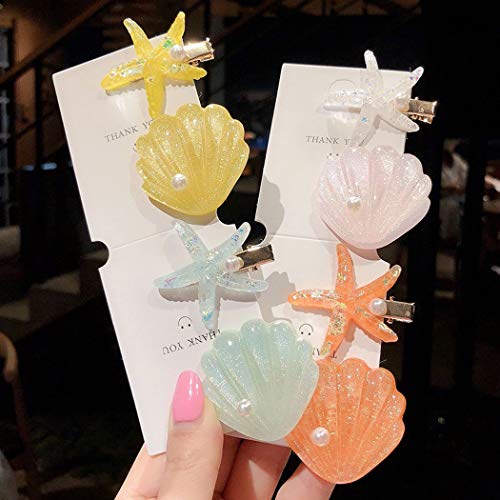 Patiky Women Girl Sea Hair Clip Starfish Clips Natural Beach Starfish Hairpin Mermaid Star Hair Accessories Headwear 2 Pack TS02 (Pink Shell Starfish) - Image 3