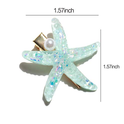 Patiky Women Girl Sea Hair Clip Starfish Clips Natural Beach Starfish Hairpin Mermaid Star Hair Accessories Headwear 2 Pack TS02 (Pink Shell Starfish) - Image 5