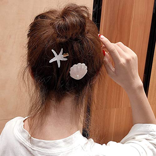 Patiky Women Girl Sea Hair Clip Starfish Clips Natural Beach Starfish Hairpin Mermaid Star Hair Accessories Headwear 2 Pack TS02 (Pink Shell Starfish) - Image 2