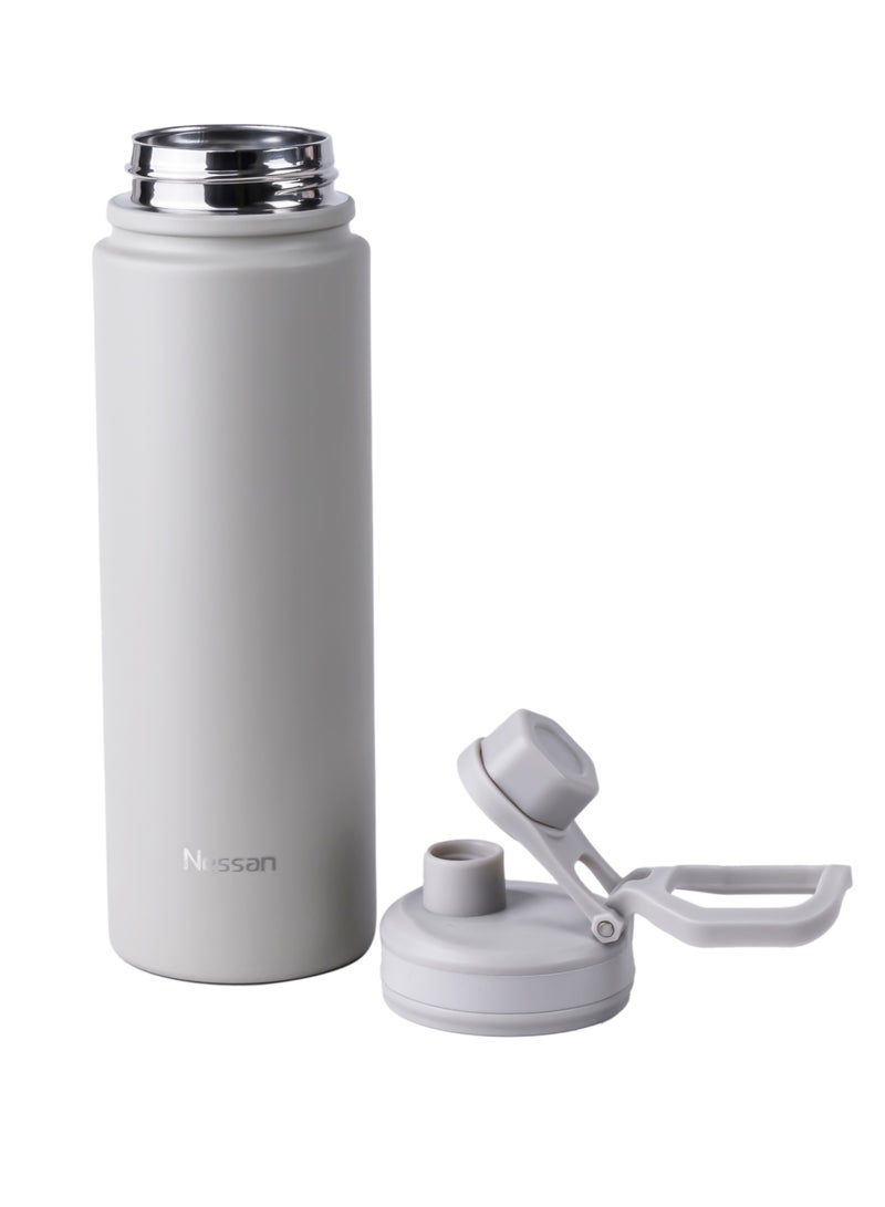 Nessan 720 ml Travel Flask – Double Wall Insulated Stainless Steel Vacuum Bottle For Hot And Cold Beverages - Beige - Image 2