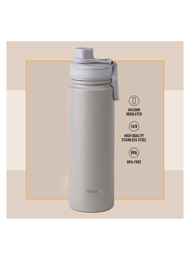 Nessan 720 ml Travel Flask – Double Wall Insulated Stainless Steel Vacuum Bottle For Hot And Cold Beverages - Beige - Image 3