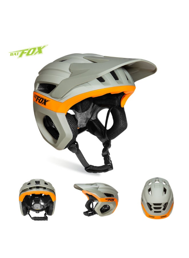 Batfox Off-Road Downhill Mountain Cycling Helmet with Ear Protection for Men, Kumquat Jelly Bean Green Orange