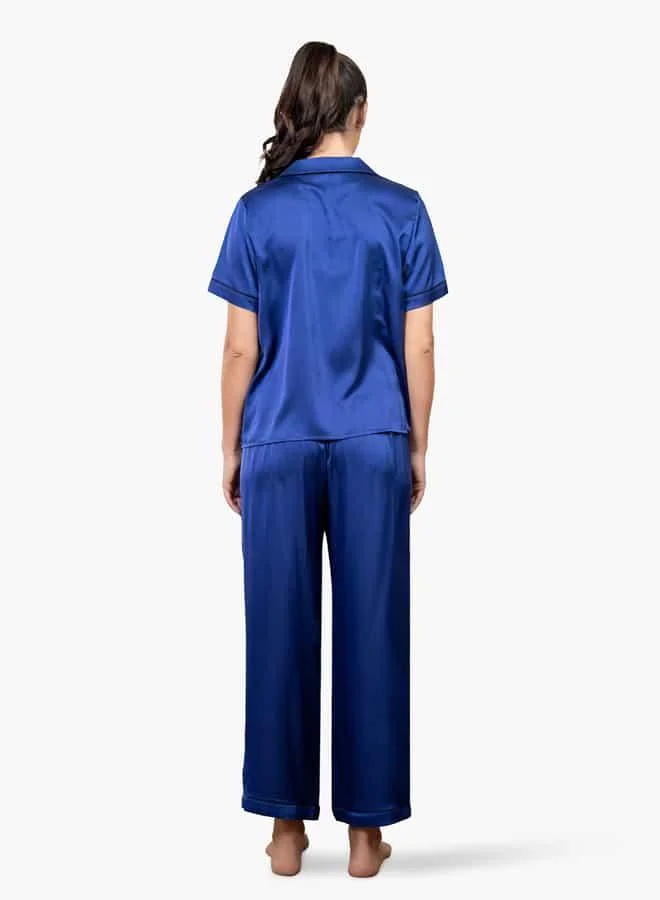 Aadaraya Aadaraya Collared Shirt and Pyjama Set