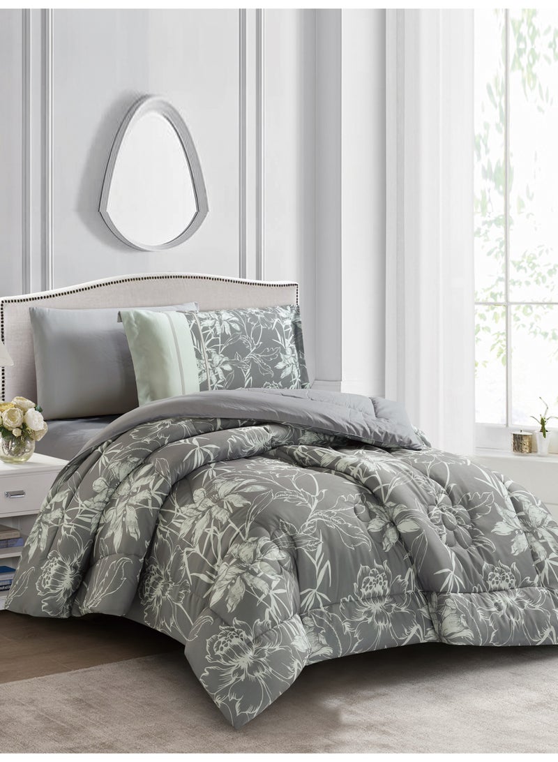 دوناتيلا طقم مفرش سرير 4 قطع مقاس مفرد ونص يناسب سرير 120×200 , تصميم مشجر انيق , مايكروفايبر فائق النعومة , يناسب جميع الفصول - Image 2