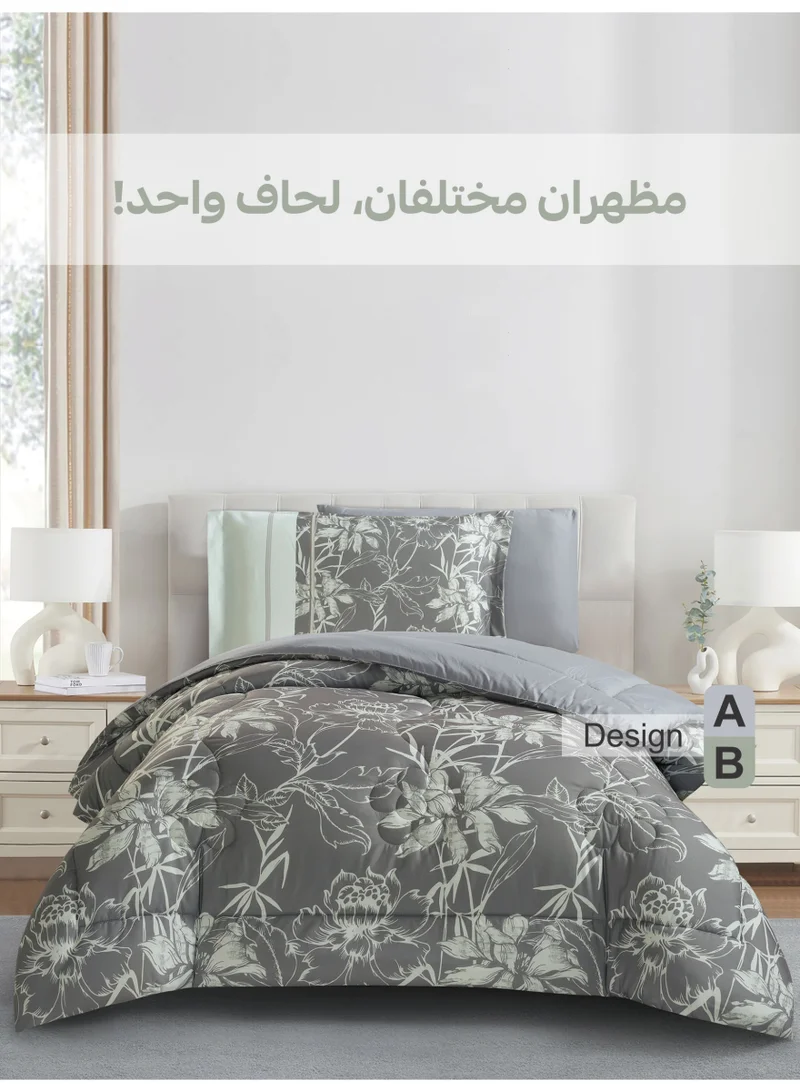 Donetella Bedding Comforter Set, twin Size Fits 120x200 cm - 4-Pcs Digital Print Quilted Bed Set, Microfiber Fabric - 1 Comforter, 1 Fitted Sheet, 1 Pillow Shams, 1 Pillowcases.