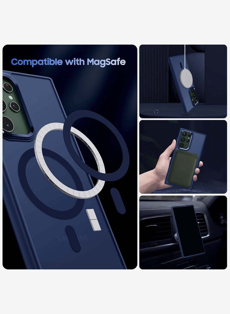 دبليو تيك سامسونج جالاكسي S25 الترا 2025 غطاء حافظة مغناطيسي أنيق من السيليكون الصلب - أزرق داكن - Image 2