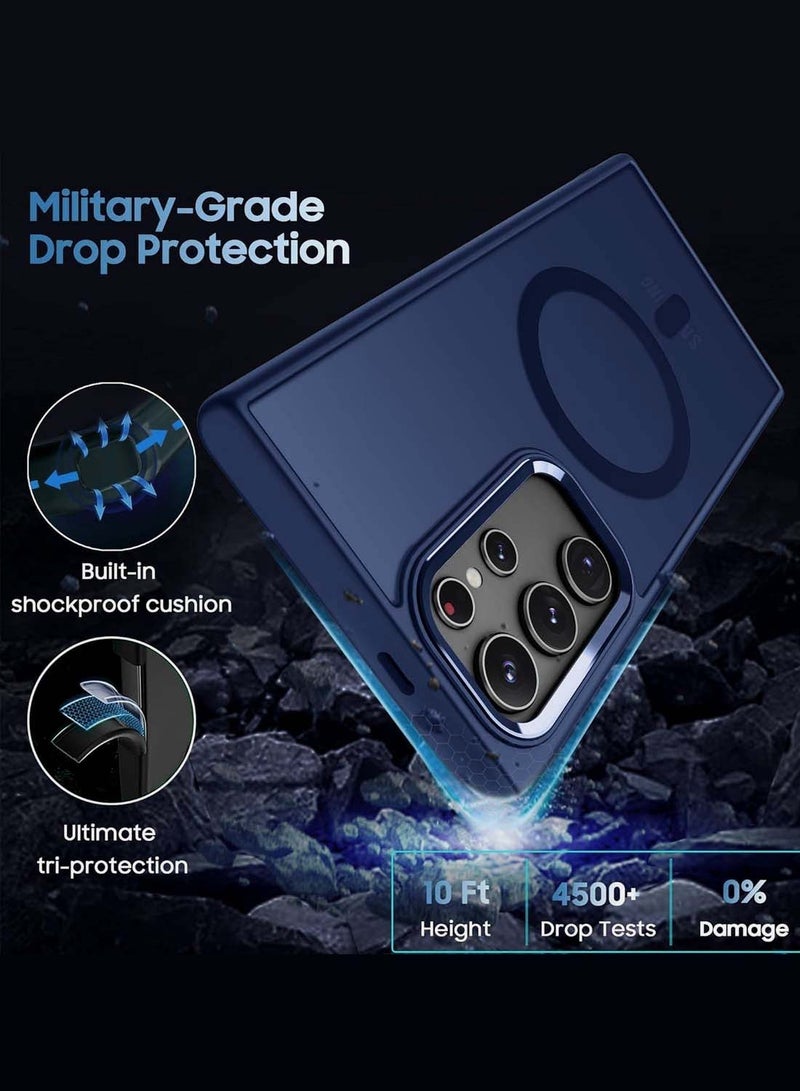 دبليو تيك سامسونج جالاكسي S25 الترا 2025 غطاء حافظة مغناطيسي أنيق من السيليكون الصلب - أزرق داكن - Image 3