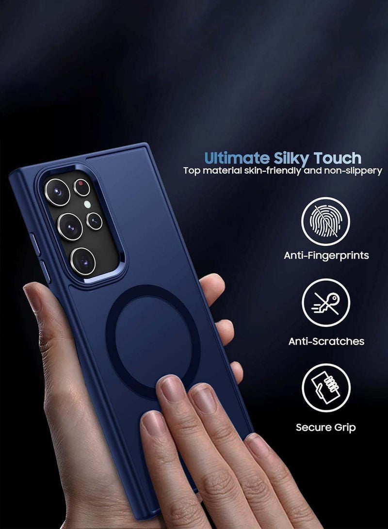 دبليو تيك سامسونج جالاكسي S25 الترا 2025 غطاء حافظة مغناطيسي أنيق من السيليكون الصلب - أزرق داكن - Image 4