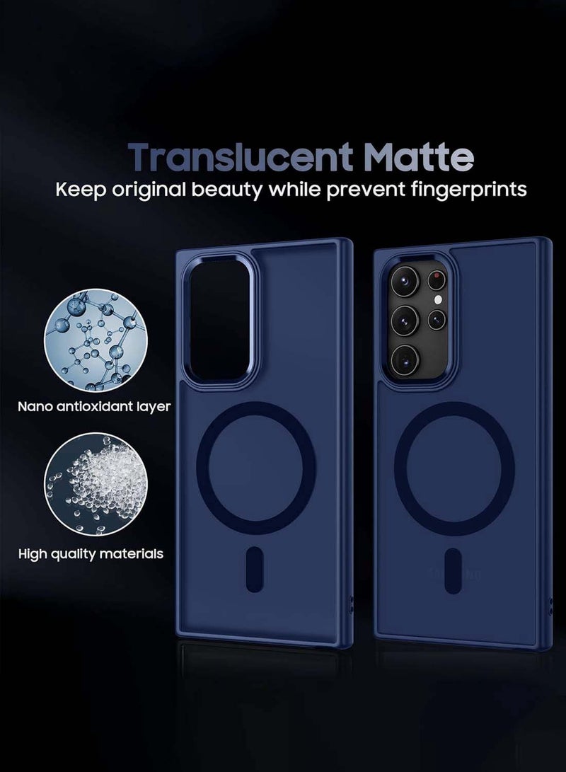 دبليو تيك سامسونج جالاكسي S25 الترا 2025 غطاء حافظة مغناطيسي أنيق من السيليكون الصلب - أزرق داكن - Image 5