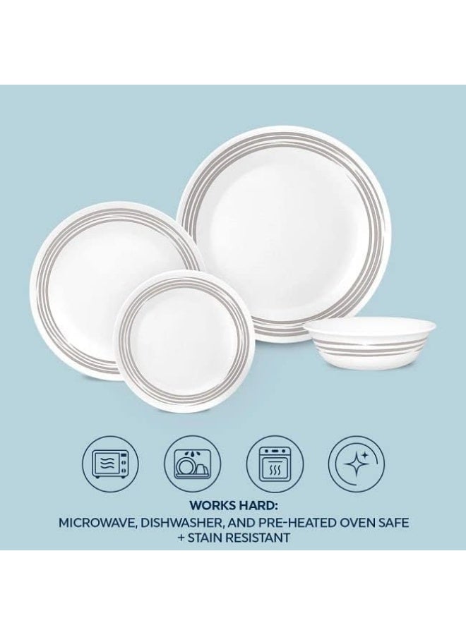 Corelle طقم عشاء كوريل بروسد سيلفر 16 قطعة مقاوم للكسر والتشقق - Image 4