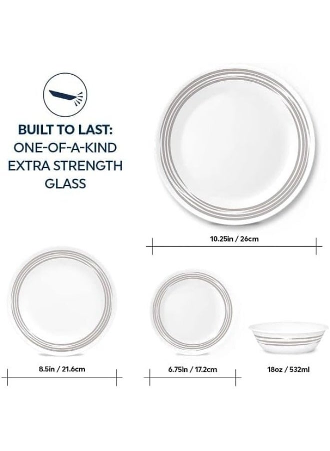 Corelle طقم عشاء كوريل بروسد سيلفر 16 قطعة مقاوم للكسر والتشقق - Image 5