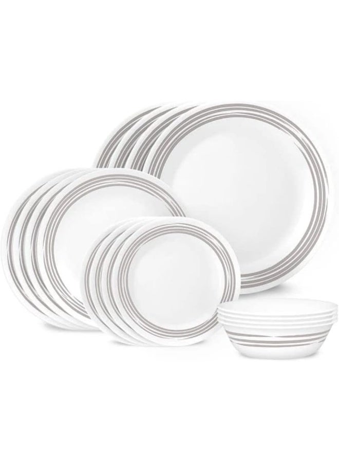 Corelle طقم عشاء كوريل بروسد سيلفر 16 قطعة مقاوم للكسر والتشقق - Image 1