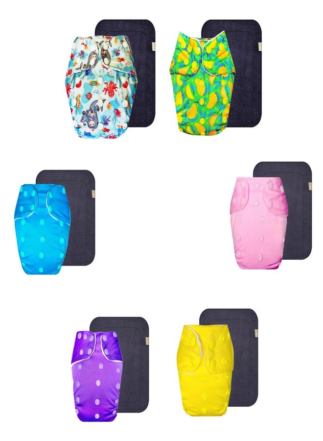 حفاضات قماشية فاخرة من دمبلدو مع حشوة رمادية (عبوة من 6 قطع) | ملائمة تمامًا | قابلة لإعادة الاستخدام والغسل | أزرار كبس قابلة للتعديل | موثوق بها من قبل الأمهات | من 3 أشهر إلى 3 سنوات | للجنسين - Image 1
