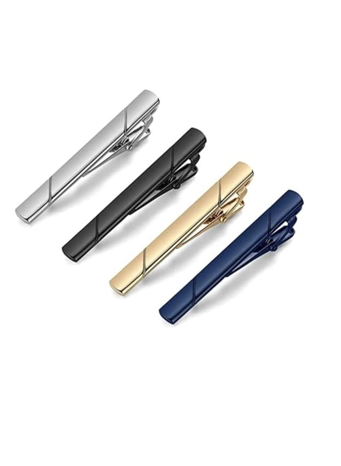 FengSVMA Tie Clips for Men, Black Gold Blue Gray Silver Tie Bar Set for Regular Ties, Luxury Box Gift Ideas (Elegant Style) - Image 1