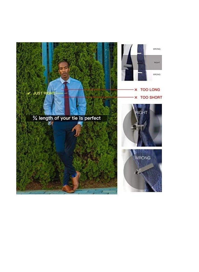 FengSVMA Tie Clips for Men, Black Gold Blue Gray Silver Tie Bar Set for Regular Ties, Luxury Box Gift Ideas (Elegant Style) - Image 3