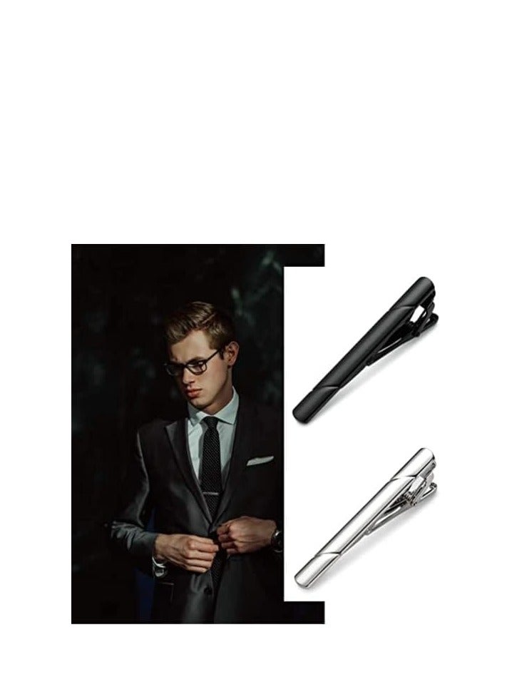 FengSVMA Tie Clips for Men, Black Gold Blue Gray Silver Tie Bar Set for Regular Ties, Luxury Box Gift Ideas (Elegant Style) - Image 4