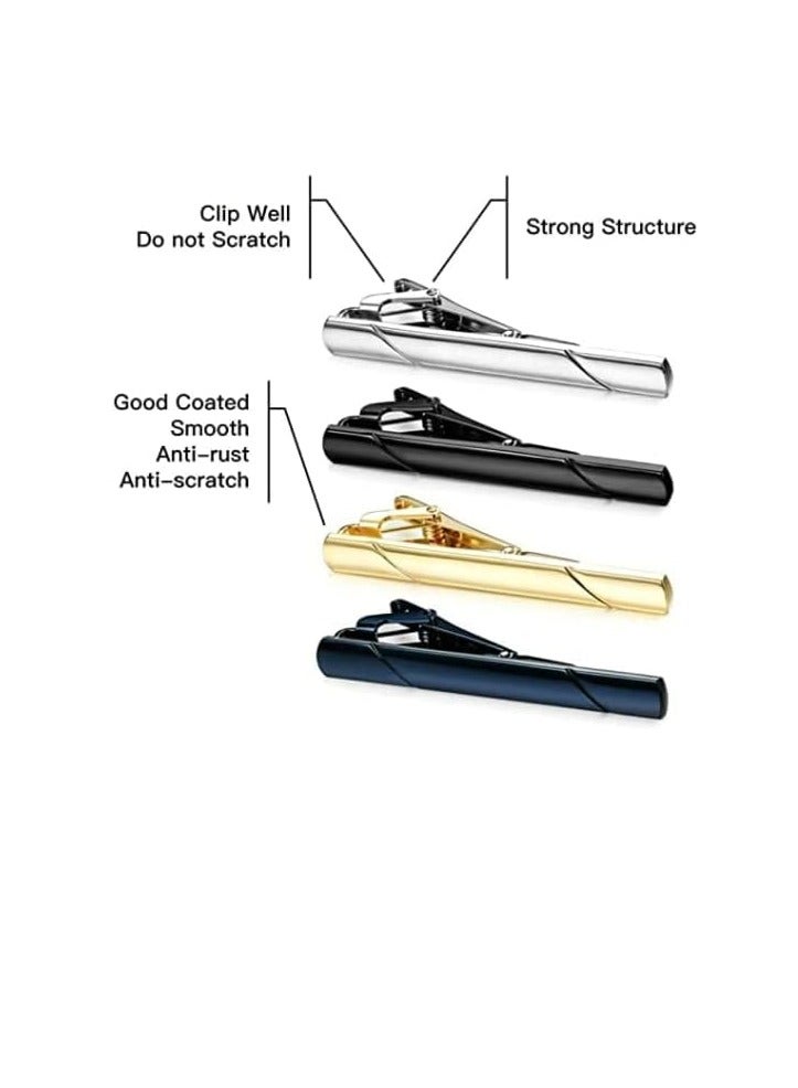 FengSVMA Tie Clips for Men, Black Gold Blue Gray Silver Tie Bar Set for Regular Ties, Luxury Box Gift Ideas (Elegant Style) - Image 5