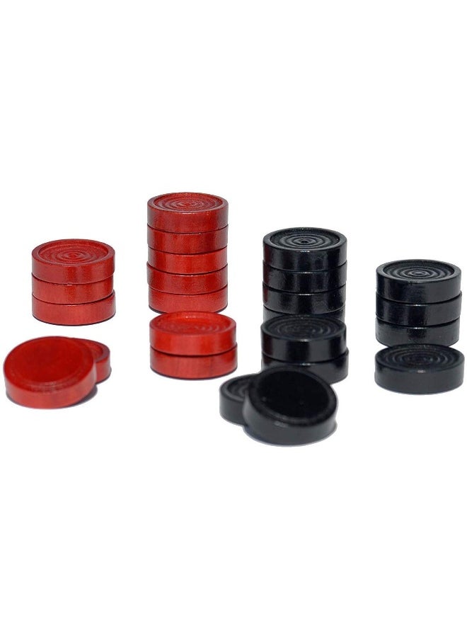 WE Games WE Games Checkers Pieces Only, Wooden Checker Board Game Pieces, 24 Red and Black Stackable Player Pieces with a Drawstring Storage Bag, 1.5 Inch Diameter Carved Versatile Backgammon Game Pieces  - Image 5