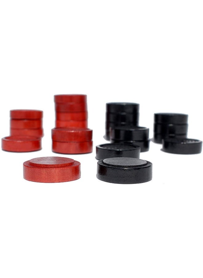 WE Games WE Games Checkers Pieces Only, Wooden Checker Board Game Pieces, 24 Red and Black Stackable Player Pieces with a Drawstring Storage Bag, 1.5 Inch Diameter Carved Versatile Backgammon Game Pieces  - Image 1