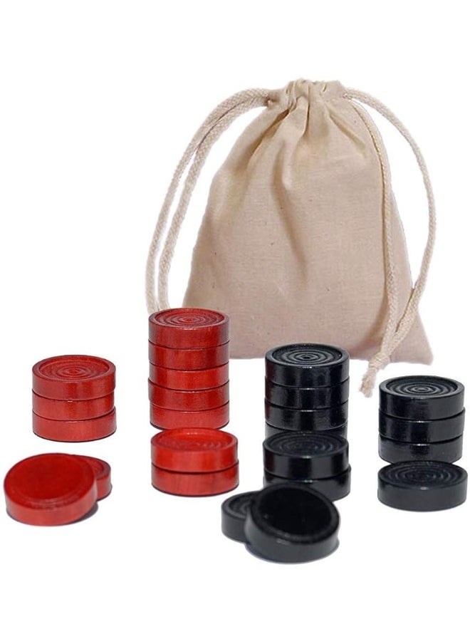 WE Games WE Games Checkers Pieces Only, Wooden Checker Board Game Pieces, 24 Red and Black Stackable Player Pieces with a Drawstring Storage Bag, 1.5 Inch Diameter Carved Versatile Backgammon Game Pieces  - Image 2