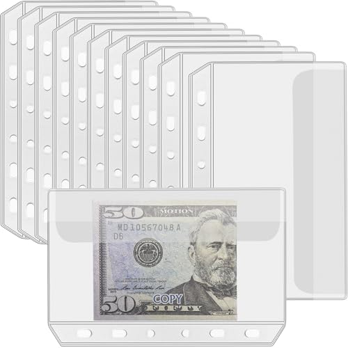 UMSICHT 12PCS A7 Binder Pockets with No Zippers, Zipless Budget Envelopes with Lids, A7 Binder Pouch for 6 Ring Binder, Money Folder Organizer, Clear PVC Savings Challenges Envelopes, 12PCS. - Image 1