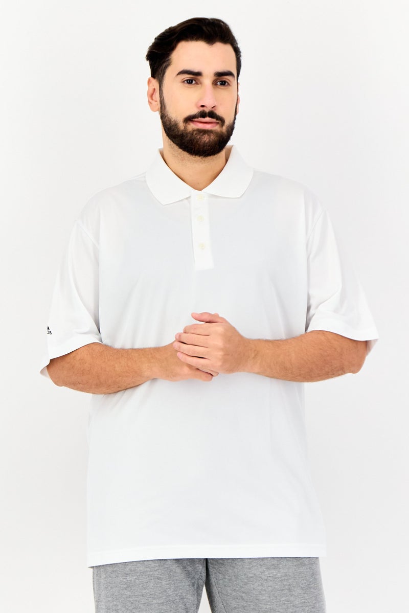 Adidas تي شيرت بولو رياضي للرجال بأكمام قصيرة، أبيض - Image 1