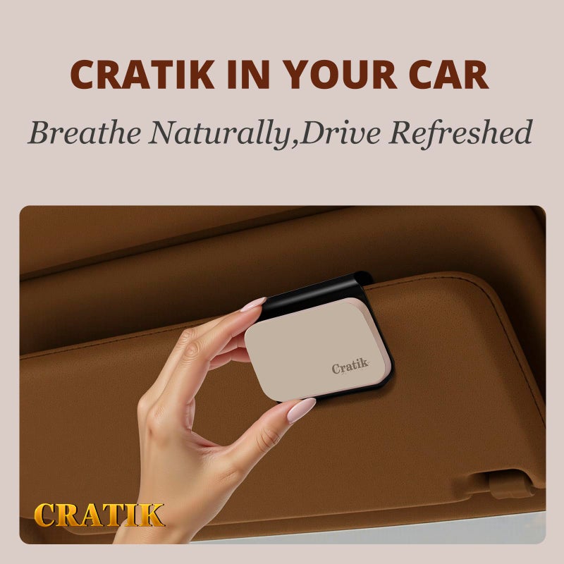 CRATIK Car Air Freshener - Stone Air Freshener - Car Odor Eliminator for Visor Clip- Natural Scent Starter Kit, Vehicle Scent Diffuser for Cabin, Truck & SUV-Pack of 3 (Teak-Amber-Open Air)-CLIP INCLUDED - Image 2