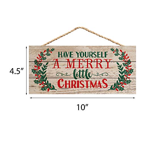 P. Graham Dunn Have Yourself a Merry Little Christmas Holly 5 x 10 Wood Plank Design Hanging Sign - Image 3