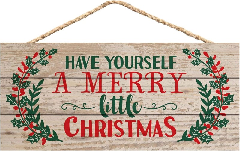 P. Graham Dunn Have Yourself a Merry Little Christmas Holly 5 x 10 Wood Plank Design Hanging Sign - Image 1