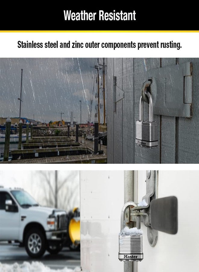 ماستر لوك قفل ماستر لوك M5XTLF ماغنوم شديد التحمل للاستخدام الخارجي مع مفتاح، عبوة من قطعتين بمفتاح متشابه فضي - Image 4
