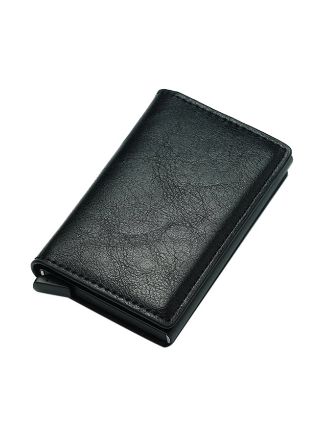 Solid Design Bi Fold Wallet Black