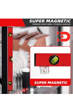 DEFAONS DEFAONS 60cm Magnetic Spirit Level, Aluminum Torpedo Level with 3 Bubble Vials (180°/90°/45°), Shock-Absorbent End Caps, Ruler Markings for Carpentry, Plumbing, DIY & Construction  - Image 3