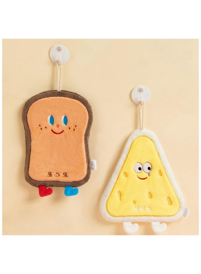 SYOSI طقم مناشف يد لطيف للحمام، 4 قطع برسوم كرتونية للحيوانات، مناشف وجه معلقة فائقة الامتصاص ناعمة، تجف بسرعة، منشفة حمام زينة، مناشف يد معلقة للحمام والمطبخ - Image 4