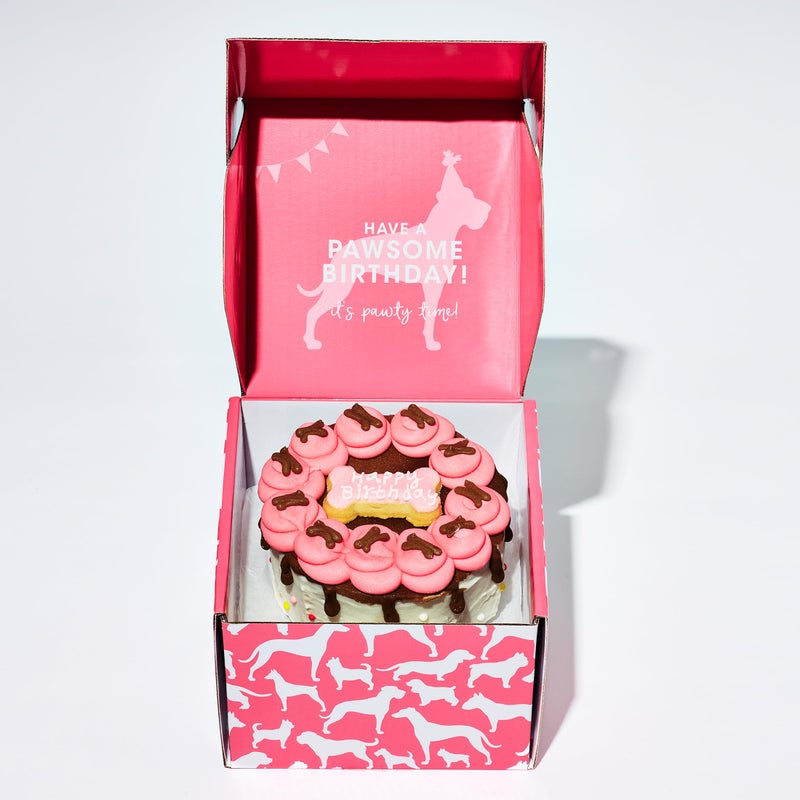 Thoughtfully Pets, Pink Dog Happy Birthday Mini Cookie Cake, Peanut Butter Flavored, Hand Decorated Hollow Biscuit Dog Treat Cake for All Small Large Breeds - Image 2