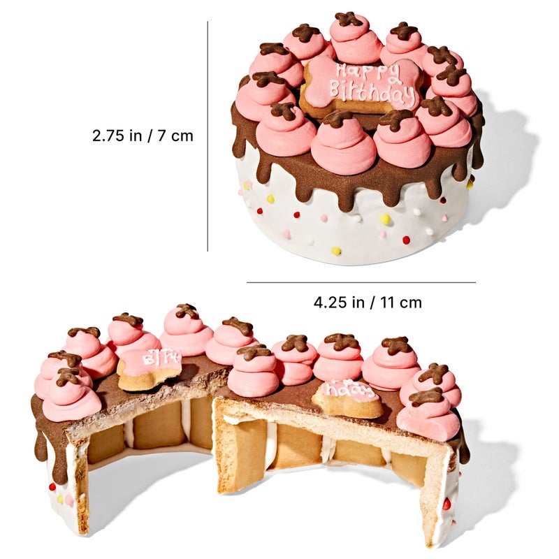 Thoughtfully Pets, Pink Dog Happy Birthday Mini Cookie Cake, Peanut Butter Flavored, Hand Decorated Hollow Biscuit Dog Treat Cake for All Small Large Breeds - Image 5