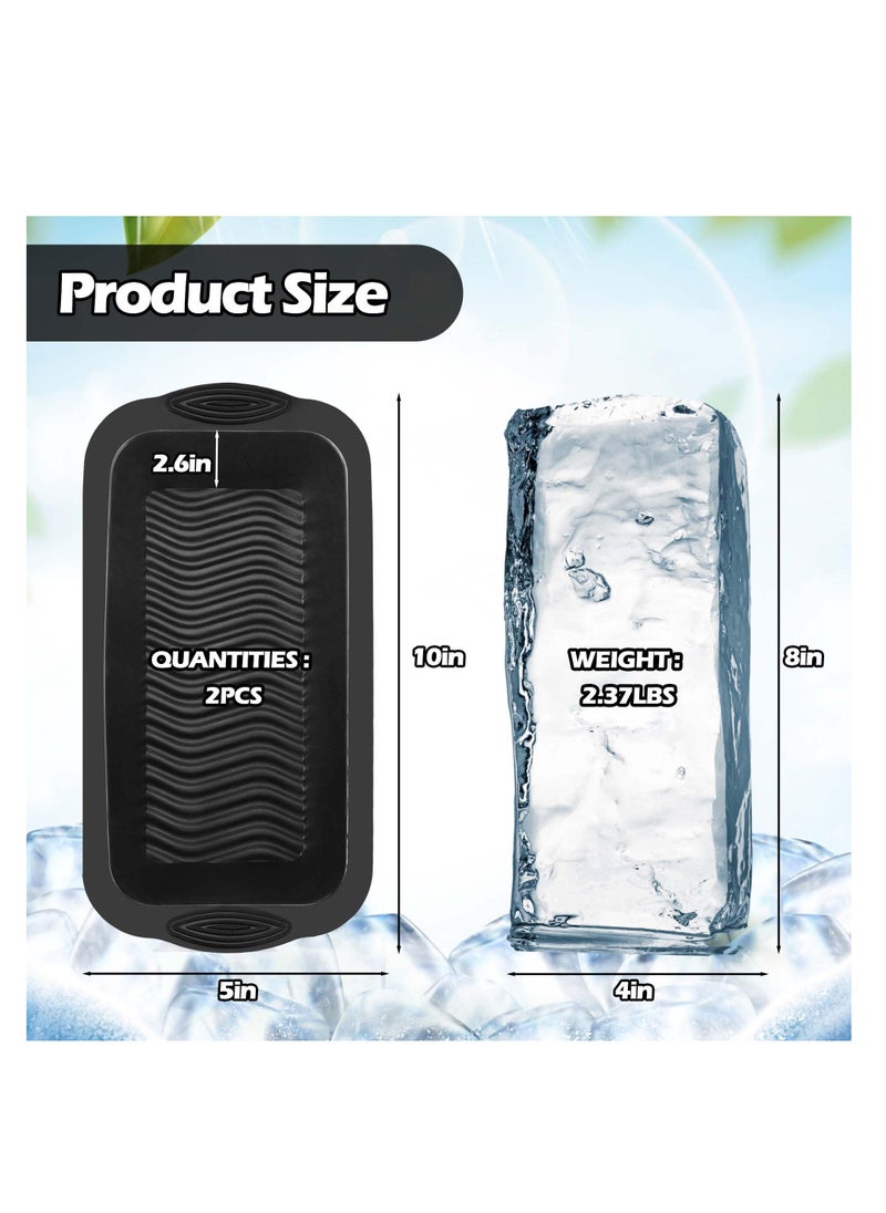 SYOSI - Silicone Ice Molds for Ice Baths, Extra Large 4.7lb, Coolers, Reusable Big Ice Cube Trays, Thickened Silicone Material, Save Time and Money, Bigger & Longer Lasting Ice (2 Pack) (Black) - Image 1